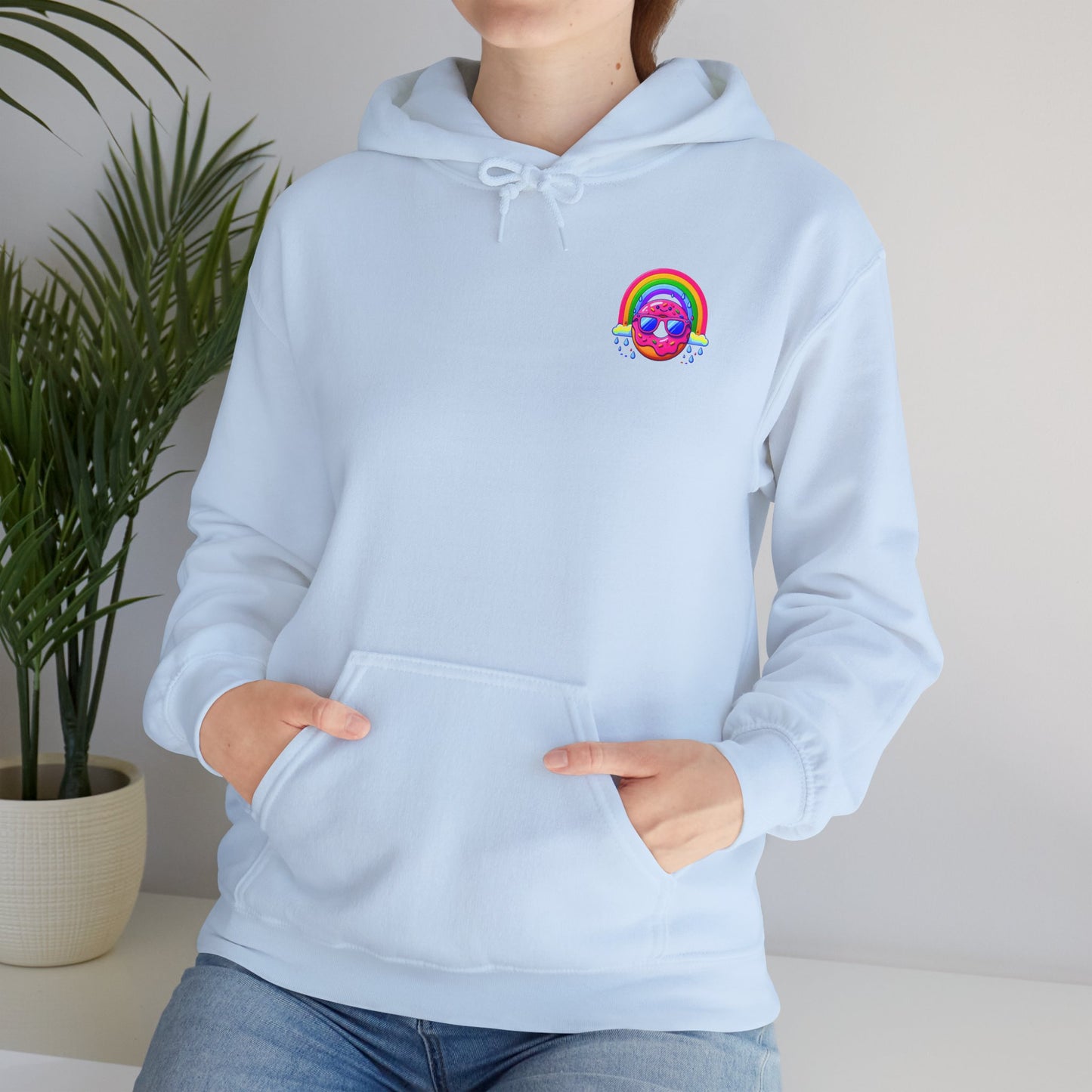 Donut & Rainbow Hoodie - Pocket Print