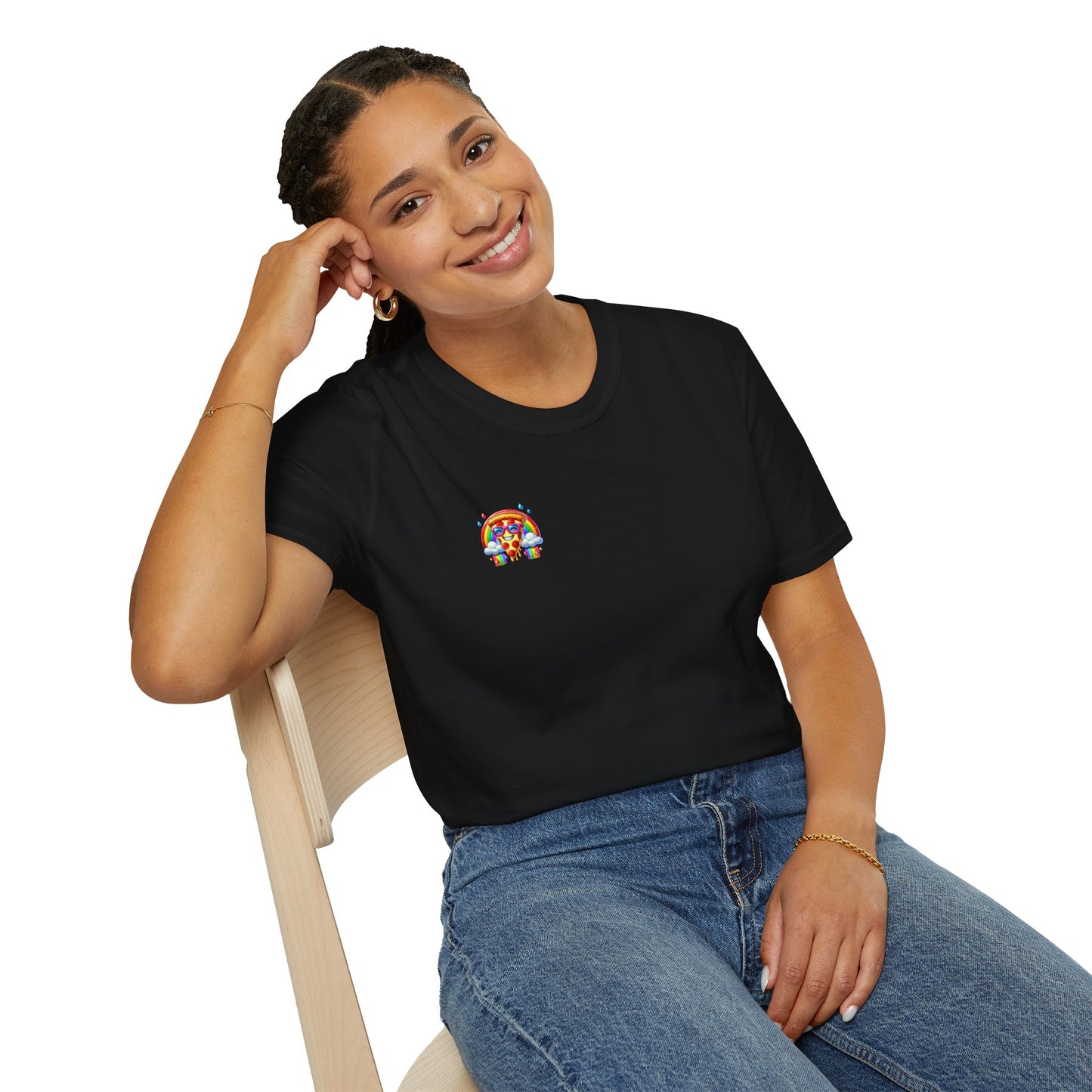 Pizza & Rainbow Shirt - Pocket Print