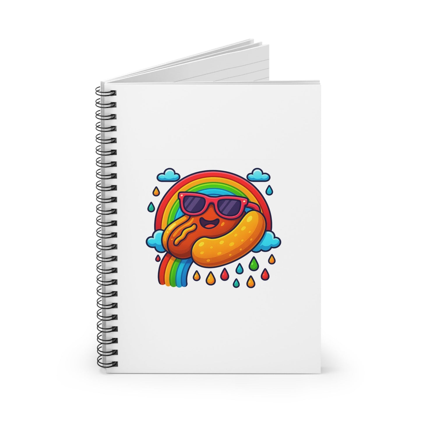 Hot Dog & Rainbow Notebook White Open